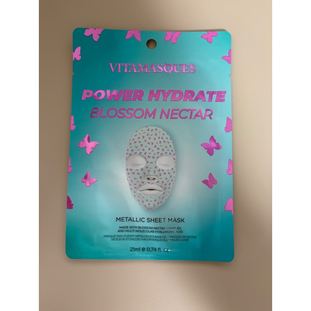 Vitamasques Power Hydrate Blossom Nectar Metallic Sheet Mask Hyaluronic 21ml